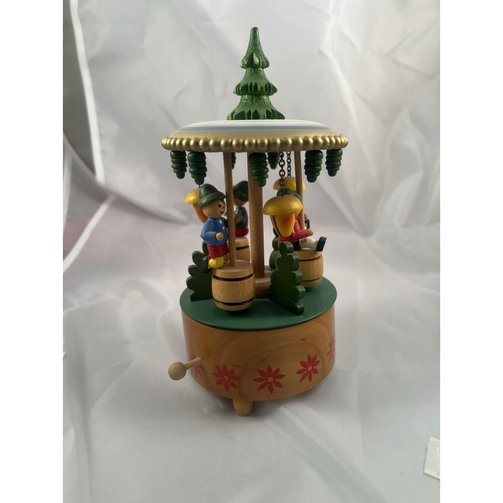 ERZGEBIRGE STEINBACH OKTOBERFEST Wood music Box Germany Twirling Edelweiss